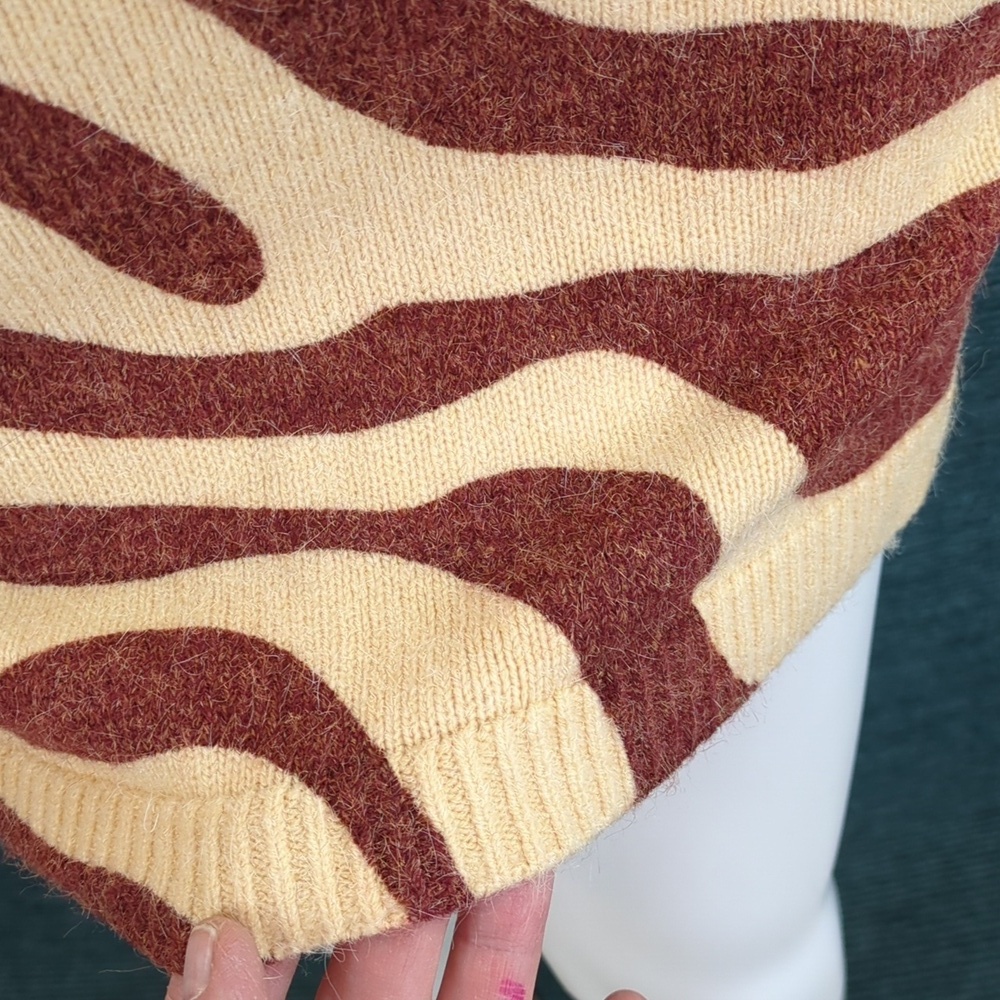 Zara Zebra Striped Jacquard Wool Blend Sweater Dress Perfect For Fall!! - Picture 5 of 16